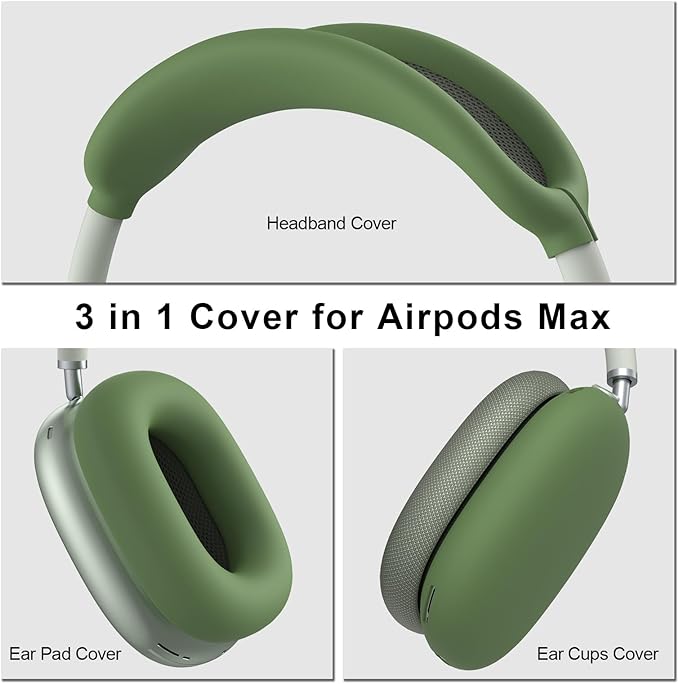 Silicone Case Cover for AirPods Max Headphones, Anti-Scratch Ear Pad Case Cover/Ear Cups Cover/Headband Cover for AirPods Max, Soft Sweat-Proof Silicone Protector Accessories for Apple AirPods Max