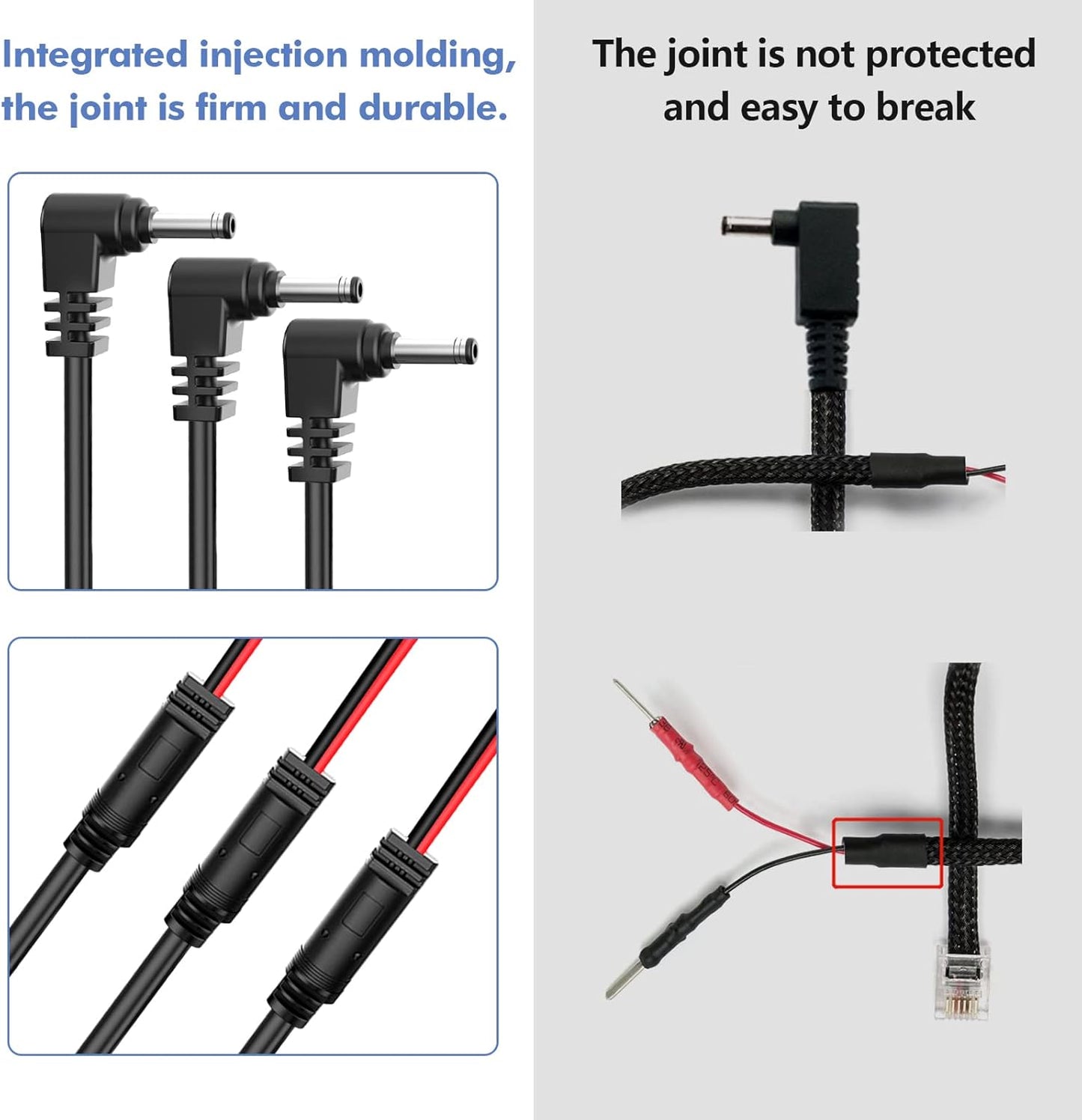 Radar Detector Hardwire Power Cord,Rearview Mirror Plug Cable,with Inline Fuse Holder,Suitable for Uniden Escort Beltronics Valentine One Cobra Whistler Radar Detector,3-Piece Set,13.7'' (DC3.5)
