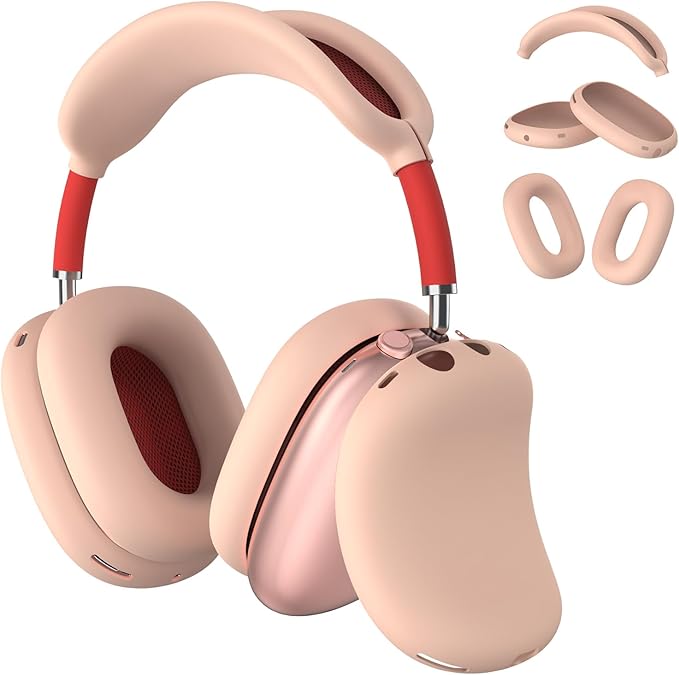 Vancle Silicone Case Cover for AirPods Max Headphones, Anti-Scratch Ear Pad/Ear Cups/Headband Cover, Soft Sweat-Proof Protector Accessories for Apple AirPods Max (Pink)