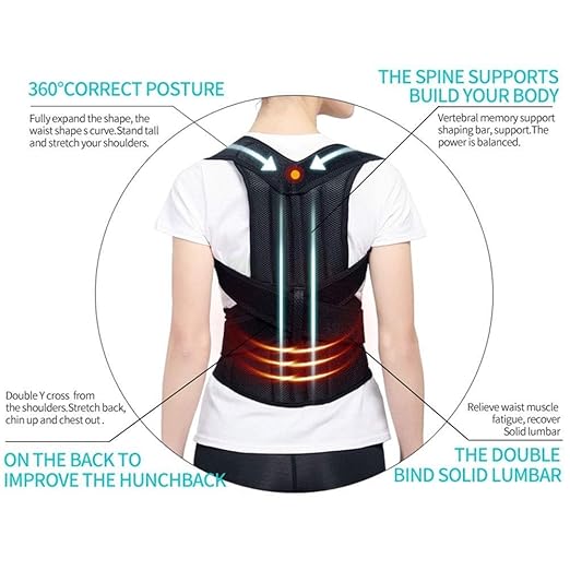 XS-5XL Plus Size Posture Corrector Back Brace Upper And Lower Back Support Women Men Shoulder Straightener Student Teenagers Scoliosis Hunchback Correction Posture Trainer ( Color : Black , Size : XX-