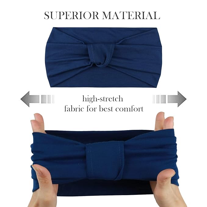 DRESHOW 4 Pack Turban Headbands for Women Wide Vintage Head Wraps Knotted Cute Hair Band Accessories