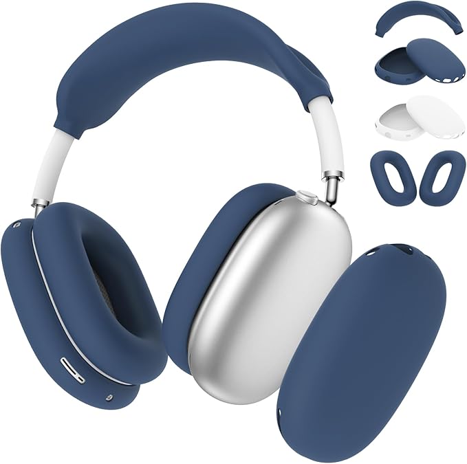 BRG 7in 1 Silicone Case Covers for AirPods Max, Sweat-Proof Ear Pad Case Covers/Ear Cup Covers/Headband Cover for AirPods Max Headphones, Accessories Soft Shell Protectors for Apple AirPods Max