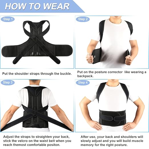 Back Brace Posture Corrector for Women Men -Adjustable and Breathable Support Scoliosis for Waist - Improve Back Posture for Body Correction and Lumbar Support L(33"-37")