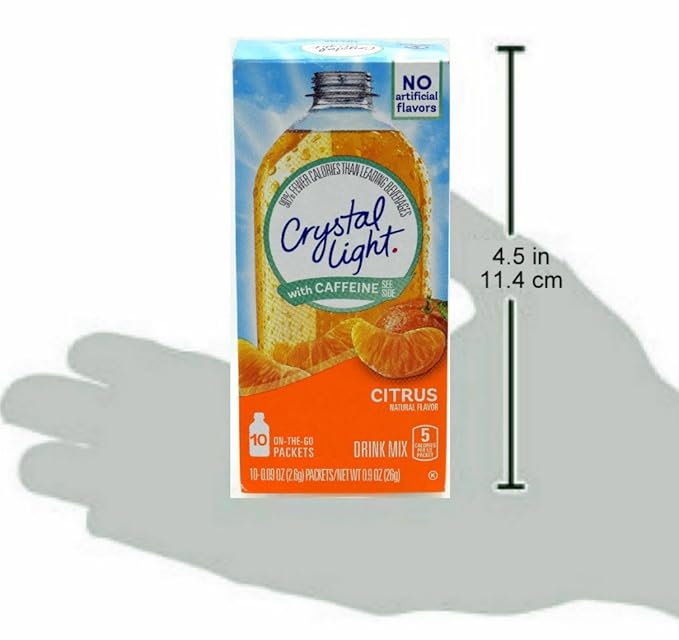 Crystal Light On The Go Citrus With Caffeine Drink Mix, 10-Packet Box (Pack of 25)