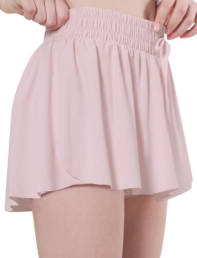 EXARUS Girls Butterfly Shorts Flowy Dance Skirt Cheer Skorts Athletic Tween Clothes Teen Preppy Outfits Flutter Kids