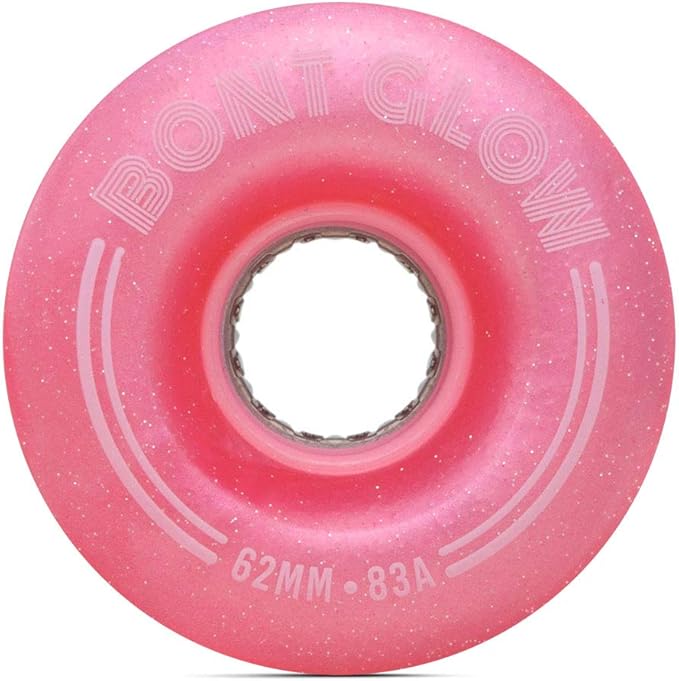 Bont Skates - Glow Light Up LED Quad Roller Skate Wheels - Recreational Street Outdoor Skating - 62x35mm 83A - Set of 4 wheels (Cherry Blossom Pink)