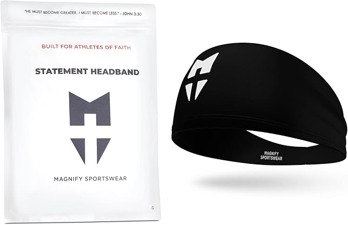 Men's Headband for Athletes of Faith - Moisture Wicking Athletic Sweat Band for Running, Gym, Workout, Football, Baseball, Basketball, Soccer - Magnify Sportswear