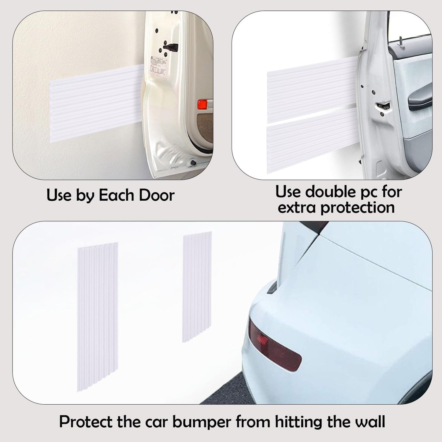 RUBBER BOND Garage Wall Protectors - 4in x 10ft Strong Self-Adhesive Rubber Bumper Protectors for Garage Walls - Heavy Duty, Waterproof and Anti-Scratch Garage Wall Protector for Car Doors (White)
