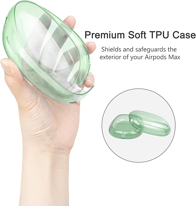 SOULWIT Protective Kit for AirPods Max, Headband Cover + TPU Case Protector + Silicone Ear Pads Cover, Sweatproof Accessory, Easily Washable, Anti-Scratch (Green)
