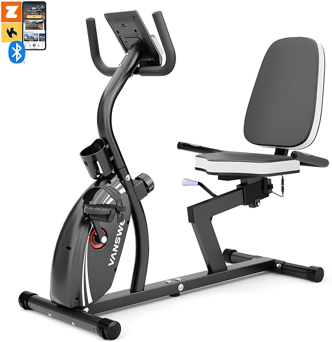 VANSWE Recumbent Exercise Bike for Adults Seniors - Recumbent Bikes for Home with Magnetic Resistance, Bluetooth and App Connectivity, Pulse Sensor
