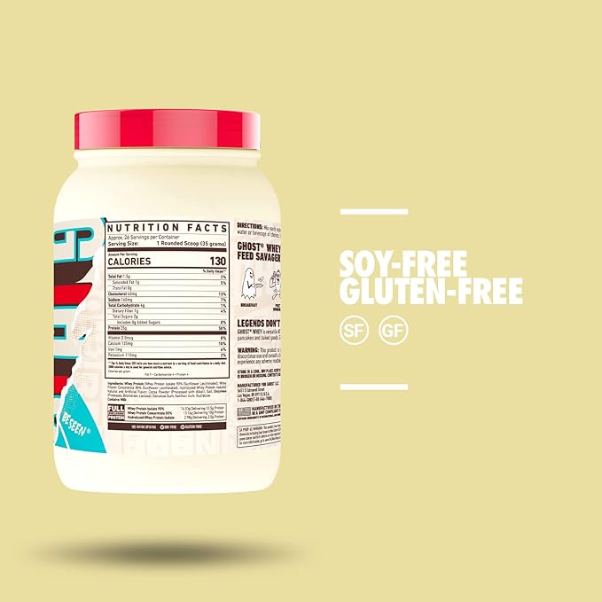 GHOST Whey Protein Powder, Milk Chocolate - 2LB, 25G of Protein - Whey Protein Blend - Post Workout Fitness & Nutrition Shakes, Smoothies, Baking & Cooking - Soy & Gluten-Free