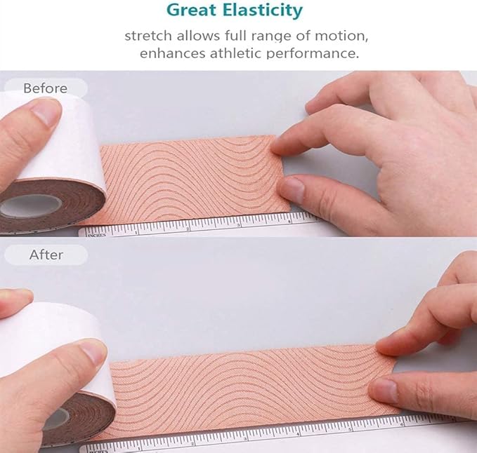 OBTANIM 8 Rolls Waterproof Breathable Kinesiology Tape, Athletic Elastic Kneepad Muscle Pain Relief Knee Taping for Gym Fitness Running Tennis Swimming (8 Colors)