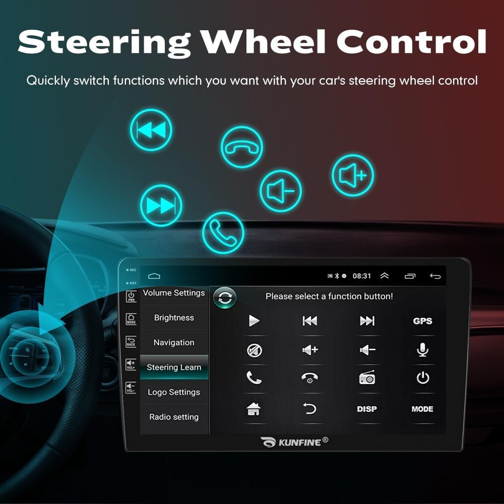 Kunfine Car CarPlay Android Auto Navigation Stereo GPS Radio Reverse Camera Display 9" IPS Touchscreen Headunit Tablet Pad Media Player For Peugeot 301 2013-2022, if Applicable Quad Core 2G+32G Silver