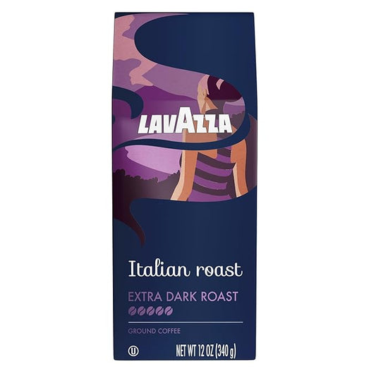 Lavazza Italian Roast Ground Coffee 12oz Bag, Extra Dark Roast (Pack of 1) - Package May Vary