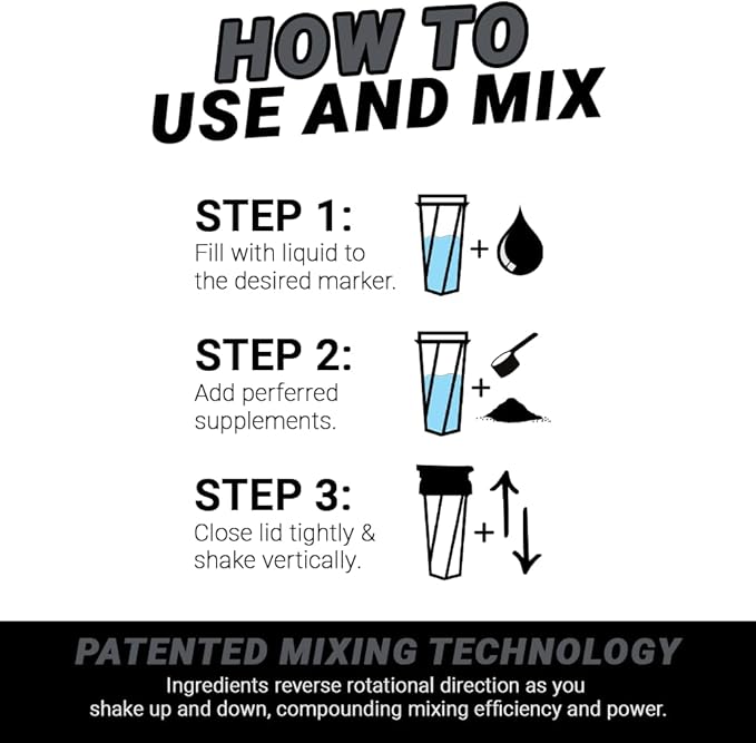 HELIMIX 1.5 Vortex Blender Shaker Bottle Holds Upto 20oz | No Blending Ball or Whisk | USA Made | Portable Pre Workout Whey Protein Drink Shaker Cup | Mixes Cocktails Smoothies Shakes | Top Rack Safe