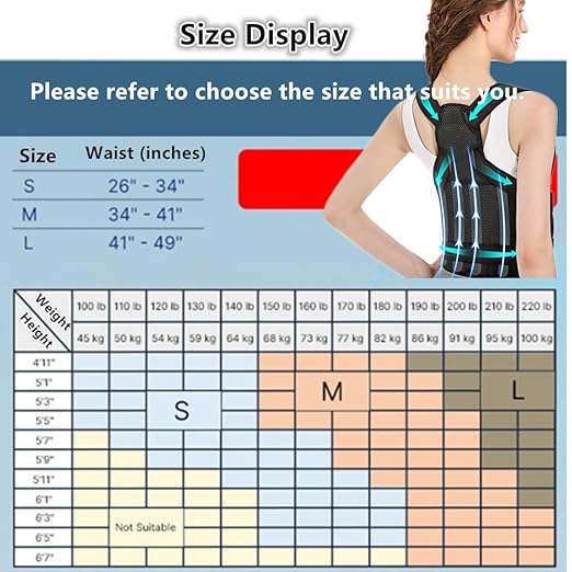 Back Brace for Women and Men,Shoulder Straightener,Back straightener,Adjustable Posture Corrector Suitable for Upper and Lower Back Pain Relief-Scoliosis,Hunchback,Spine Corrector(Black,L)