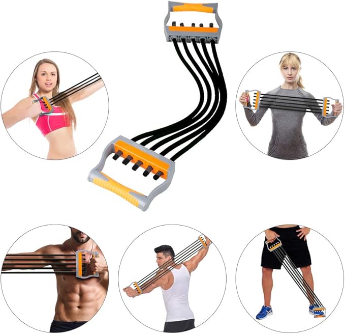 TOCO FREIDO Chest Expander | Arm Training, 5 Tubes Ajustable Arm Strength Trainer, Exercise Resistance Bands for Home Fitness Muscle Training Body Building