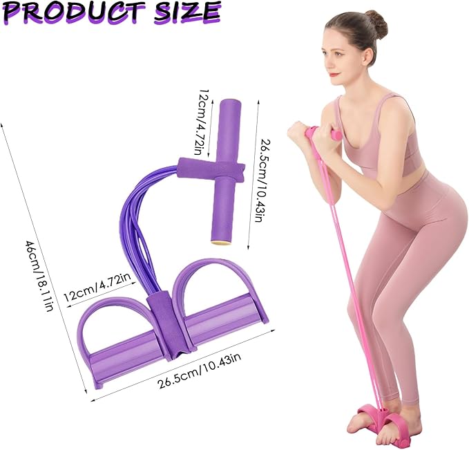 2025 Upgrade Multifunction Tension Rope or Exercise Sit Up Exercise Equipment,Pedal Ankle Puller,Bands-6 Tube Pedal Ankle Puller for Women Men