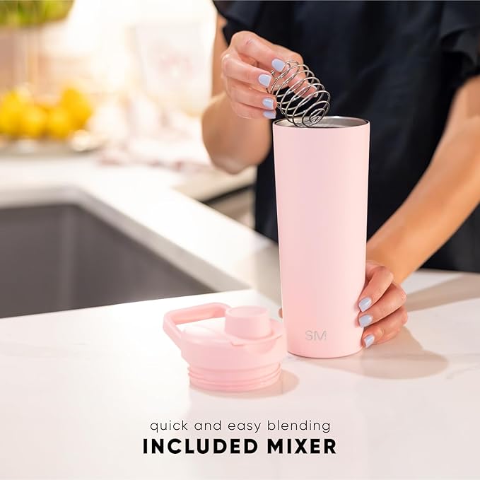 Simple Modern Stainless Steel Shaker Bottle with Ball 24oz | Metal Insulated Cup for Protein Mixes, Shakes and Pre Workout | Rally Collection | Berry Twist