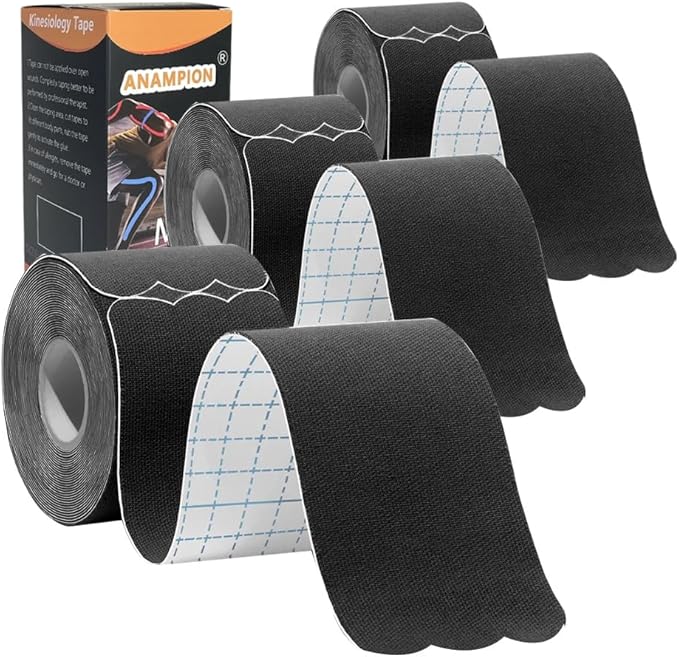 Kinesiology Tape Pro Athletic Sports (3 Rolls,60 Precut Strips) Waterproof Breathable Latex Free Tape for Ankle Wrists Knees Elastic Running Tennis Swimming Football Sports Activities Tapes Black