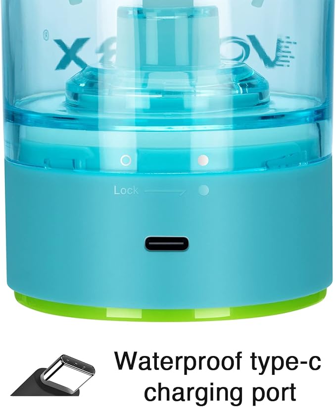 VOLTRX Electric Shaker Bottle - VortexBoost Portable USB C Rechargeable Protein Shake Mixer, Shaker Cups for Protein Shakes, BPA Free, Waterproof, Colored Light Base, 24 oz (Aurora Green)