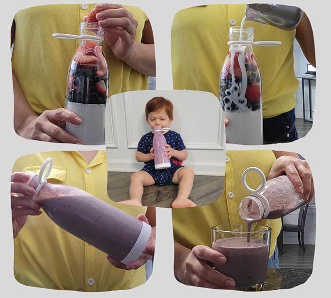 LUMAC - Portable Blender for Smoothies - Licuadora Portatil - 14oz Mini Blender for Shakes and Smoothies - Personal Blender for Shakes and Smoothies - USB Blender Portable - Shaker. (Pink), Medium