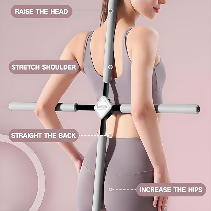 Posture Corrector Yoga Cross Stick -Yoga Stick Posture Corrector- Back Pain Relief for Men Women - Stretcher and Straightener for Upper and Lower Back -Back Straightener Posture Corrector