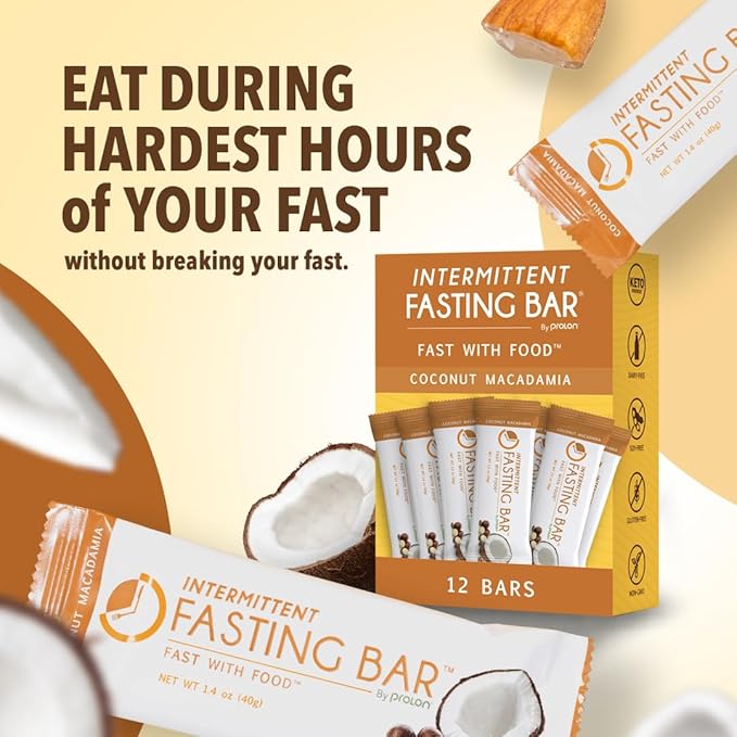 Prolon Fast Bars | Keto, Gluten Free, Dairy Free, Plant Based Protein, Intermittent Fasting Bars | Developed to Not Break Your Fast | Coconut Macadamia Nut, 24 Ct