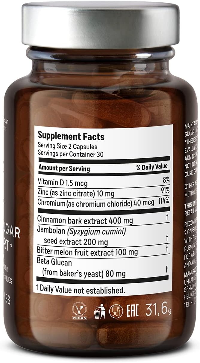 CLAV® N°9 - Cinnamon Extract + Bitter Melon Capsules with Syzygium cumini, Beta Glucan & Chromium - Vegan - 60 Count
