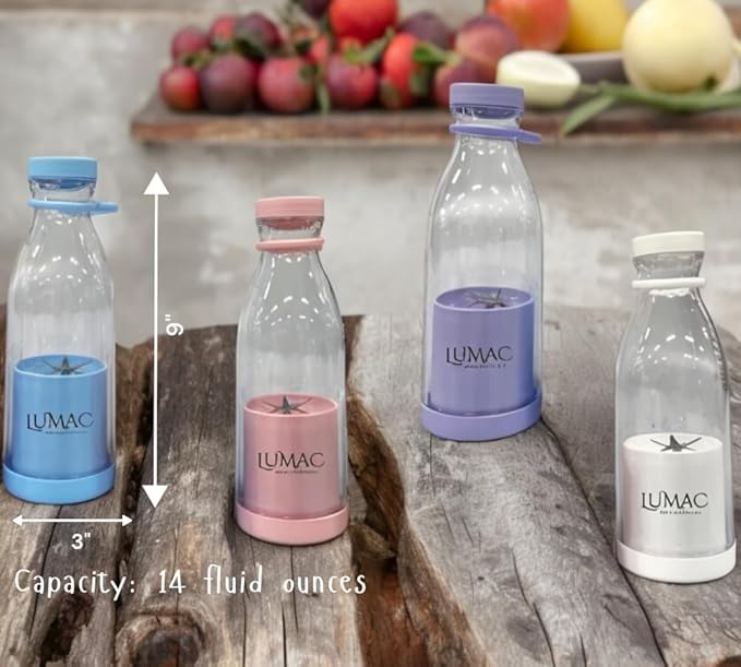 LUMAC - Portable Blender for Smoothies - Licuadora Portatil - 14oz Mini Blender for Shakes and Smoothies - Personal Blender for Shakes and Smoothies - USB Blender Portable - Shaker. (Pink), Medium