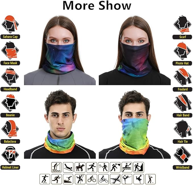 Headband Neck Gaiter Head Wrap Headwear Face Mask Magic Scarf Bandana for Men and Women