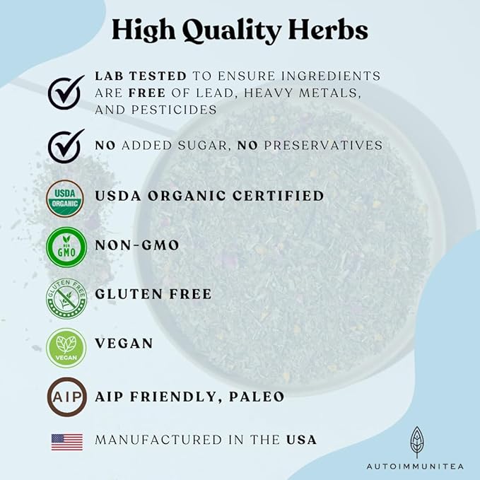 Brain Fog Tea for Herbal Focus & Memory, AIP AutoimmuniTea Protocol Diet Compliant Foods, Whole 30, Paleo Friendly - Nootropics Support Herbs Gingko Biloba, Peppermint, Gotu Kola