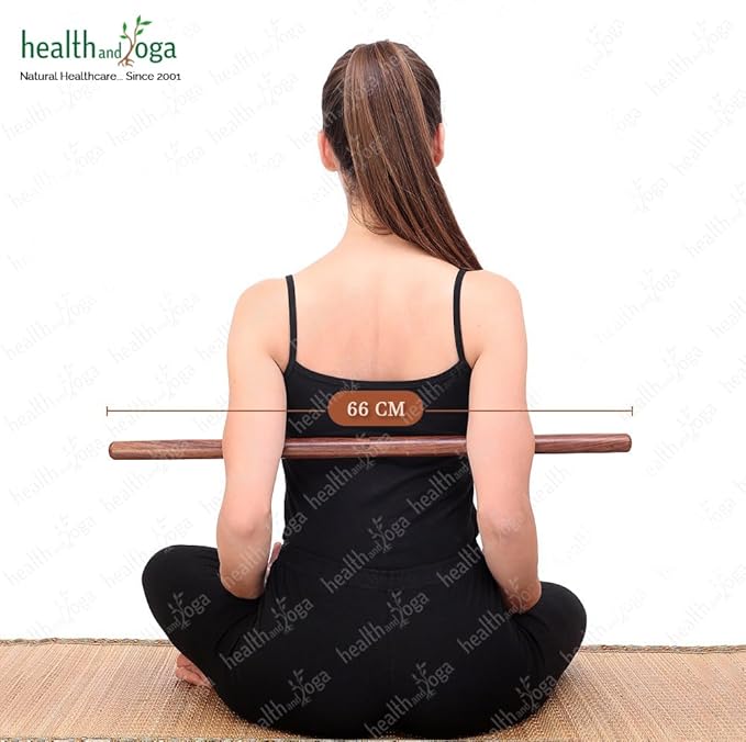 HealthAndYoga™ StretchNHeal Collapsible Multi-Use Wooden Yoga Stick - Regular and XL - Portable Posture Corrector Pole, Stretch Mobility Stick, Physical Workout Exercise Dowel
