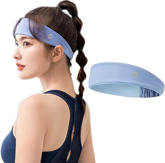 Women's Ice-Feeling Sports Headband Quick-Drying Cooling Sweatband Moisture Wicking Non Slip Exercise Sweat Band for Women Workout Running Tennis Yoga Fitness