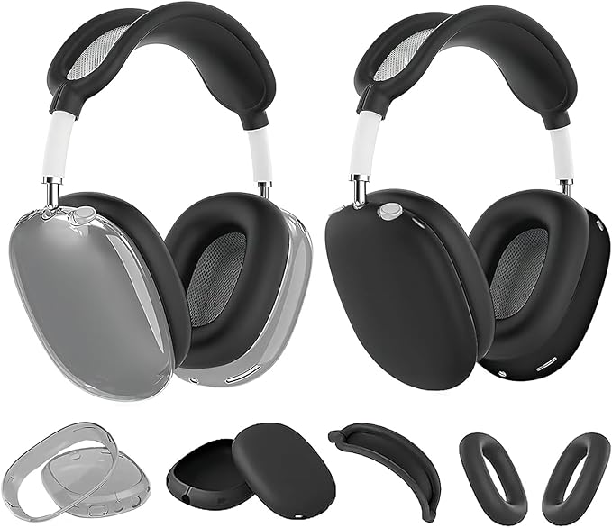 for AirPods Max Case/Ear Pad Cover/Headband Cover/Silicone Ear Cups - Black
