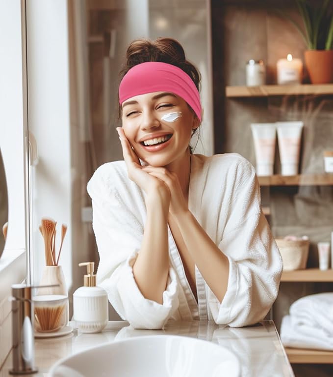 Sport Sweatbands for Men and Womem, 4 Pack, Double-Layer Workout Headbands, Sweat Wicking Hairbands for Fitness Running Football