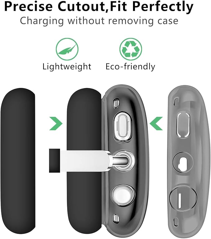 for AirPods Max Case/Ear Pad Cover/Headband Cover/Silicone Ear Cups - Black