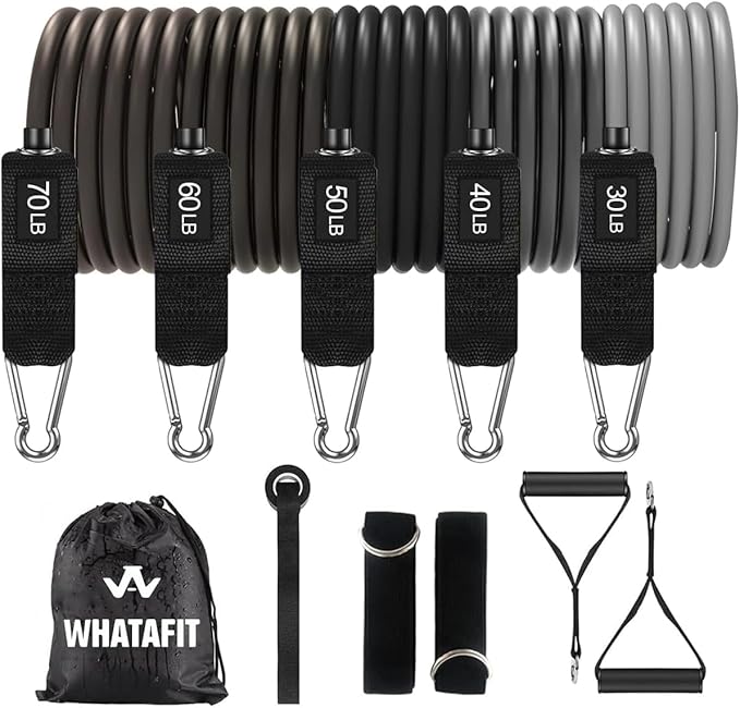 WHATAFIT Resistance Bands, Exercise Bands,Resistance Bands for Working Out, Work Out Bands with Handles for Men and Women Fitness, Strength Training Home Gym Equipment