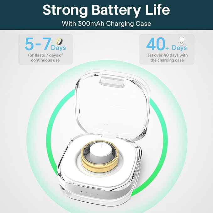 Smart Rings for Women Men,Fitness Tracker Ring,Heart Rate,Blood Oxygen,Blood Pressure,Step Tracker,Sleep Monitoring,No Subscription Fee,IP68 Waterproof Smart Ring for iPhone&Android(Gold 8)