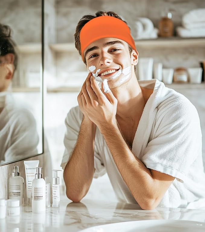 Sport Sweatbands for Men and Womem, 4 Pack, Double-Layer Workout Headbands, Sweat Wicking Hairbands for Fitness Running Football