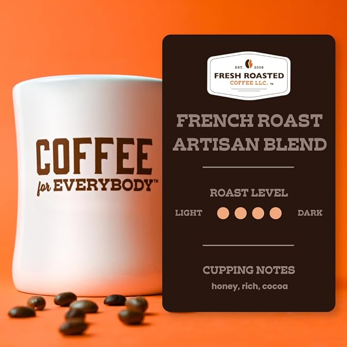 Fresh Roasted Coffee, French Roast, 5 lb (80 oz), Dark, Kosher, Whole Bean