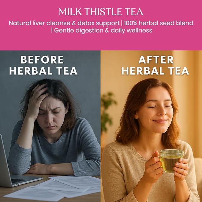 Blendart Milk Thistle Tea Bags 30 Count | Liver Detox & Cleanse Support Herbal Tea | 100% Natural Caffeine-Free Tea for Liver Health, Digestion & Immunity | Detox Herbal Tea for Men & Wome