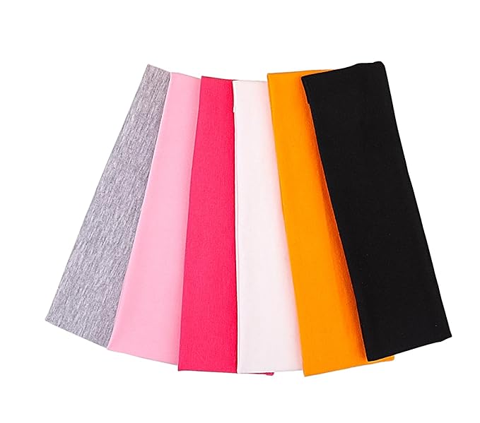 Leeven Women's Headbands for Head 6 Pack Elastic Floral Hairbands Soft Fabric Stripe Head Bands for Girls Heart Headbands