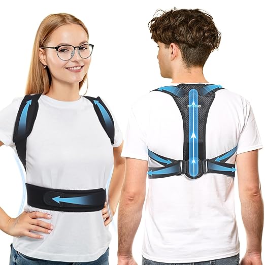 Fit Geno Posture Corrector for Petite Women, Men, and Teens: Adjustable Upper Back Brace - Improve Posture Correct Hunchback Slouching Invisible Under Clothes (Small)