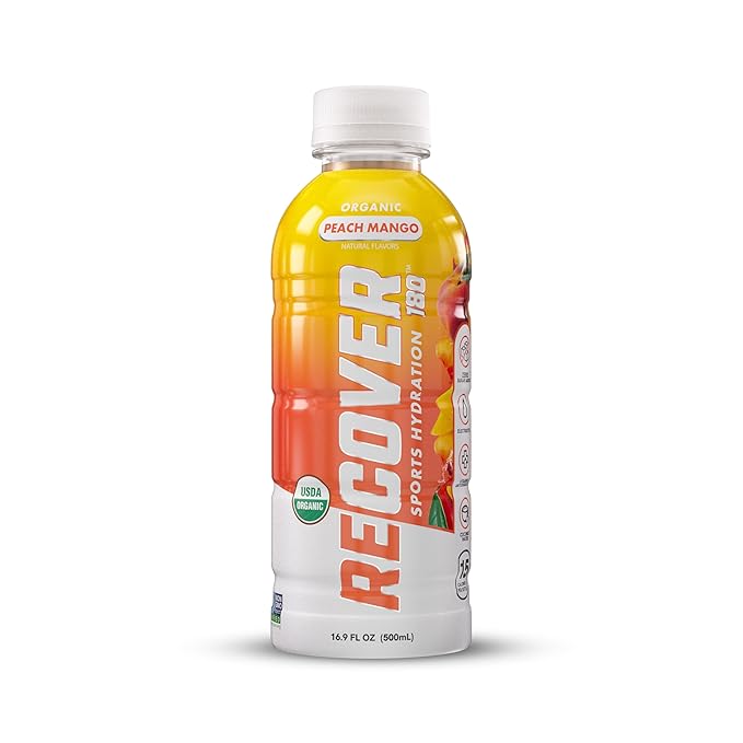 RECOVER 180 Organic Sports Hydration Drink, No Sugar Added, 15 Calorie Sports Beverage, Organic Flavors With Vitamins, Potassium-Packed Electrolytes (16.9 Fl Oz (Pack of 12), Variety Pack)