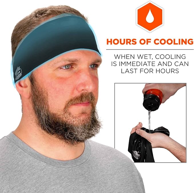 Ergodyne Chill-Its 6634 Cooling Headband, Sports Headbands for Men and Women, Moisture Wicking