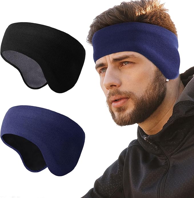 WTACTFUL Winter Double-Layer Fleece Ear Warmers Muffs Headband Ear Covers for Men Women Ski Running Cycling Hiking