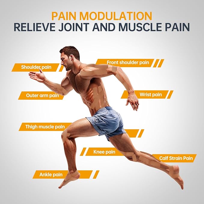 Dimora Kinesiology Tape, 40 Count Precut Strips 2 Rolls, Original Cotton, 10” Elastic Athletic Tape for Muscle Pain Relief and Joint Support, Beige