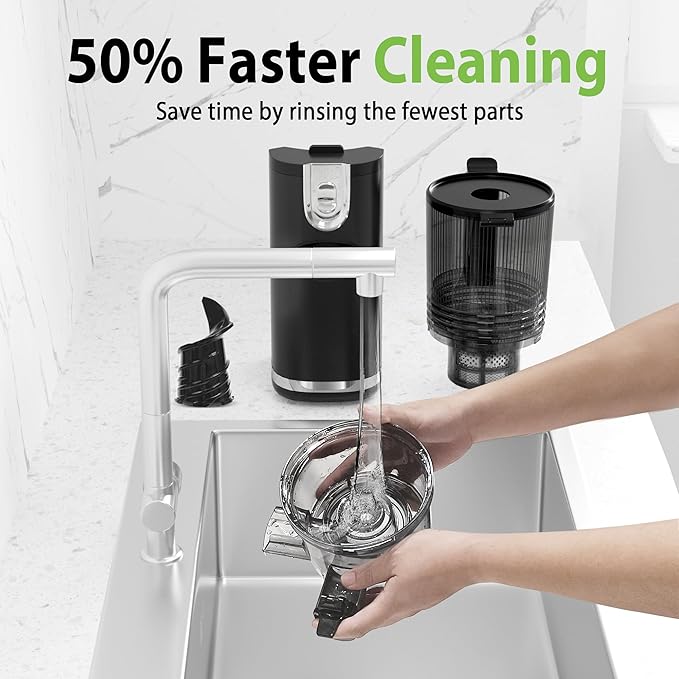 Cold Press Juicer, 6.5" Extra Large Feed Chute Juicer Machines, 350W Slow Masticating Juicer Machines with High Juice Yield for Whole Vegetables & Fruits, BPA Free, Titanium Gray, Easy to Clean