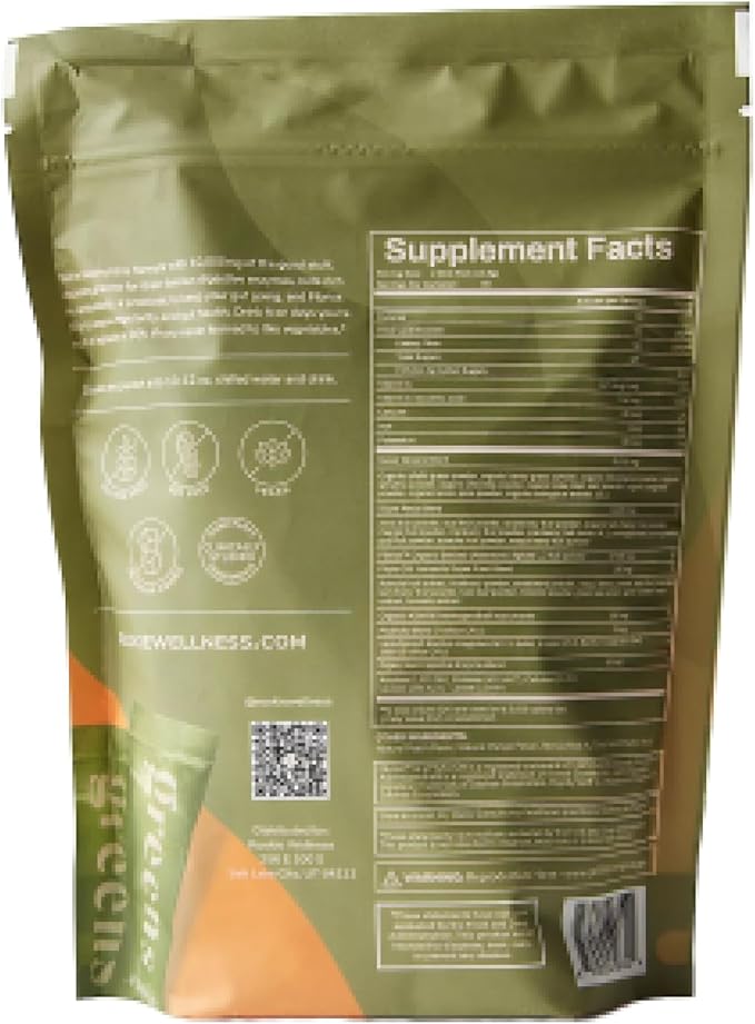 Rookie Wellness Greens + Superfoods - Greens Superfoods Powder Drink Made with Whole Food Sourced Ingredients Contains Vitamins, Probiotics, Antioxidants, and Baobab Fiber (30 Servings, Peach Mango)